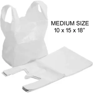 More details for plastic vest carrier bags white all sizes for supermarkets shops, stalls strong