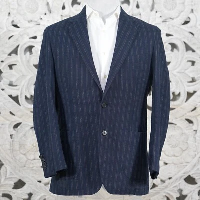 Chaqueta Blazer Scotch & Soda XL (L irl) Para Hombre Azul Marino Rayas Algodón Texturizada Elegante Foto 1 de 4