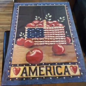 America Patriotic Garden Flag indoor Outdoor 28x40 Door Hanger Apples Baskets - Picture 1 of 3