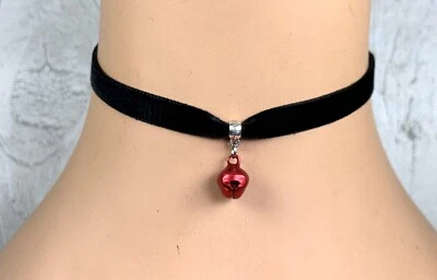 Black Velvet Choker Necklace Collar Tiny Bell Cosplay Goth Cat Kitten Fancy Dres - Image 1 of 4
