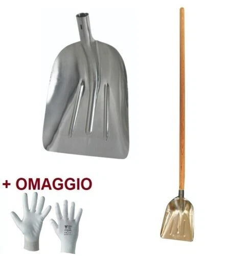Pala badile in alluminio Spalaneve Spalare con manico in legno verniciato