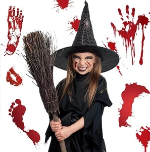 144 Stck. Halloween Blutige menschliche Hand Fußabdruck Aufkleber Sticker 3D Gesicht Tattoo Wunde - Bild 1 von 10