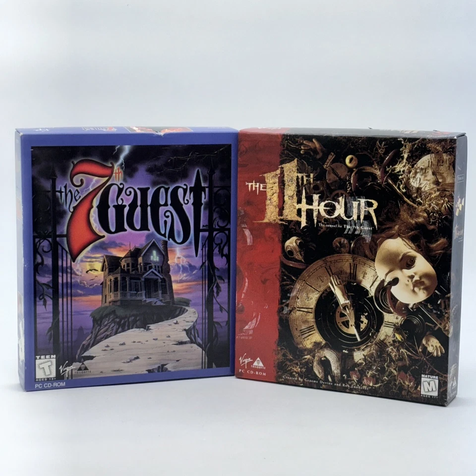 The 7th Guest & The 11th Hour Vtg Big Box Horror PC Game Lot Open Box Sealed CDs - Image 1 of 4