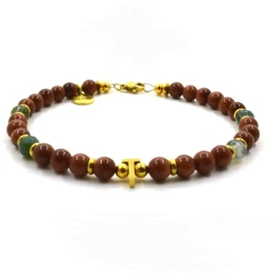 Bracciale Unisex Pietra del Sole e Agata Muschiata con Lettera Oro Kenan | Desja - Foto 1 di 3