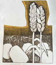 Gloria Cornelius Art Print “Wheat II” Linocut Signed Oregon Artist 1976 #8/25