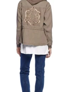RARE MICHAEL STARS 100% LINEN JACKET Olive Brown Haiti Artisan BEADING Sz XS NEW - Picture 1 of 8