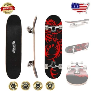 31" Maple Wood Double Kick Skateboard - Perfect for Kids & Beginners - Picture 1 of 11