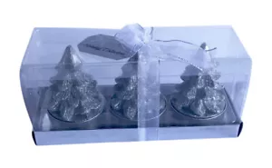 Holiday Collection Silver Christmas Tree 3 Inch Candle 3-Pack - Picture 1 of 3