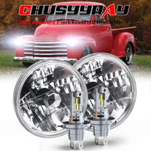 Pair 7"inch Round LED Headlights With DRL Turn Signal For Chevy Truck 1947-1957 - Picture 1 of 16