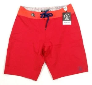 Volcom Cinch Fly Red 38th St. 4-Way Stretch Boardshorts Swim Trunks Men's NWT - Picture 1 of 2