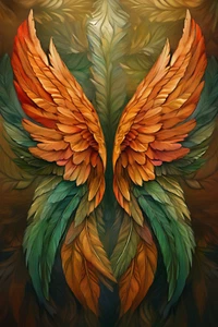 Terracotta and Olive Green Angel Wings Wall Art – Elegant 16x24, 24x36 Poster - Picture 1 of 1