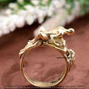 Two Lovers Kissing Ring,Lovers Romantic Design,Partners Ring,Boho Unique Jewelry - Picture 1 of 6