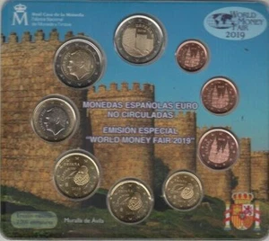 manueduc SPAIN 2019 OFFICIAL BLISTER FNMT World Money Fair 9 Coins New - Picture 1 of 1