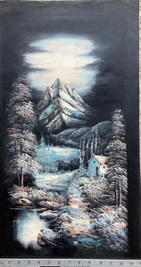 Original Oil Painting - Winter Landscape on Black Background - Picture 1 of 5