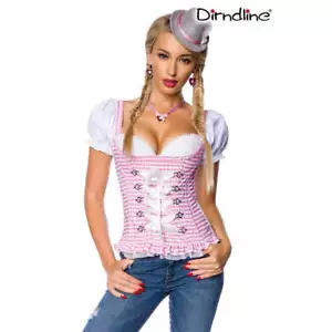 Dirndline Trachtenmieder mit integrierten Push-up Rosa/Weiß Damentracht - Bild 1 von 5
