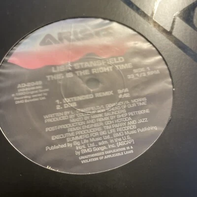 LISA STANSFIELD 12" THIS IS THE RIGHT TIME 5 ReMix Dub Single ARISTA VG+ - Image 1 of 4