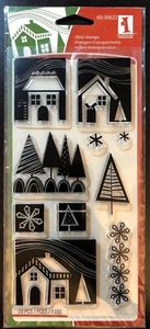 Inkadinkado case invernali timbri trasparenti 10 pezzi album cartoleria artigianato NUOVI alberi - Foto 1 di 2