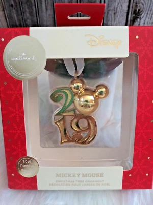 Hallmark 2019 Premium Gold Mickey Mouse Christmas Tree Ornament Keepsake Special Foto 1 de 3