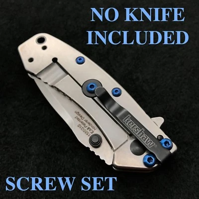 (8) Blue Titanium { Screws } for Kershaw CRYO folder 1555 Cryo ( NO KNIFE )