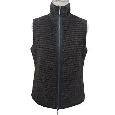 Beyond Threads RARE Womens Alpaca & Wool Soft Fuzzy Zip Up Vest- Dark Brown Sz M - Image 1 of 4