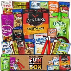 Healthy Snack Box Care Package, Nuts Crackers Bars Jerky Crackers Snacks Sampler - Picture 1 of 9