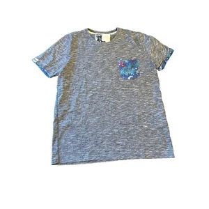 Superdry Men's XL Grey Tee With Floral Pocket & Cuff Accents - Picture 1 of 6
