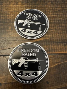 Freedom Rated 4X4 DEFECT Fender Badge for  JEEP WRANGLER YJ JL JK JT emblem USA - Bild 1 von 4