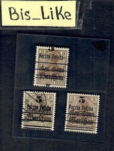 BIS-LIKE:3 stamps Poland NH/ used/ variety LOT 07 AU 49 - Picture 1 of 2