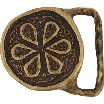 Hebilla de cinturón vintage de latón hippie amapola opio flor limón lima naranja cultivador años 70 Foto 1 de 4