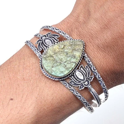 Labradorite Drusy Gemstone Handmade Jewelry Cuff Bracelets 7''Adjustable - Image 1 of 4