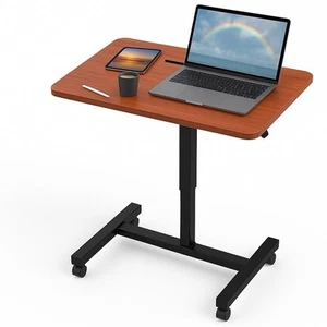 28" Pneumatic Height Adjustable Rolling Standing Desk with Tablet Slot Walnut - Picture 1 of 7