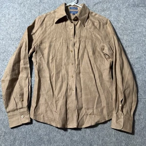 Façonnable Femme Linen Shirt Women’s Small Beige Long Sleeve Button Up France - Picture 1 of 6