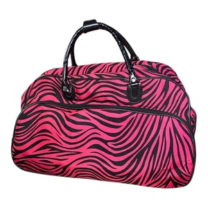 World Traveler Zebra 21" Handgepäck Schultertasche Seesack - Fuchsia Schwarz - Bild 1 von 9
