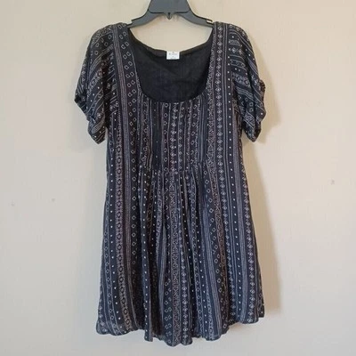 Vestido Babydoll By Together Mini Manga Corta Estampado Negro Pequeño Cuello Cuadrado Años 90 Foto 1 de 4