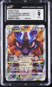 Pokemon Card CGC 9 Insufficient Ink Error Lucario VSTAR Promo SWSH291 - Imagen 1 de 2