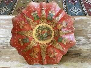 Vintage geformte Pappschale Weihnachten Motiv Engel Geschenke Botschafter West Germany - Bild 1 von 12