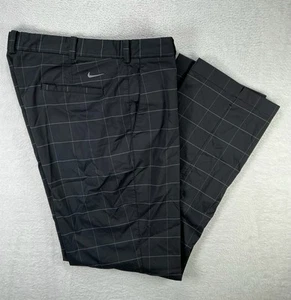 Nike Tour Performance Dri-Fit Golf Pants Men's 36x32 Black Plaid Stretch Comfort - Picture 1 of 11