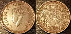 Inde Britannique - George VI - 1 rupee argent 1943 TTB+ Bombay ! KM#557 - Imagen 1 de 1