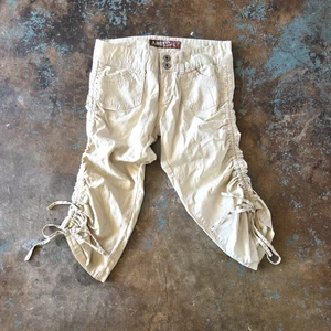 Vintage Y2K Angels Low Rise Capri Pants Size 3 Khaki Ruched Legs Trashy Y2K - Picture 1 of 4
