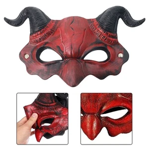 Teufel Maske halbes Gesicht für Halloween Grusel Kostüm Zubehör mit bequemer Passform - Bild 1 von 14