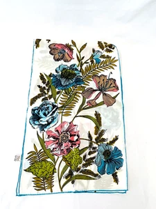Vintage Triangle Rectangle Hand Painted Floral Designer Pure Silk Scarf Hawaiian - Picture 1 of 9