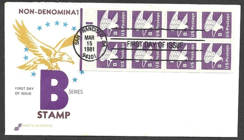 1981 B SERIES STAMP BOOKLET PANE SCOTT #1819 FDC SAN FRANCISCO CA SPECTRUM Cover