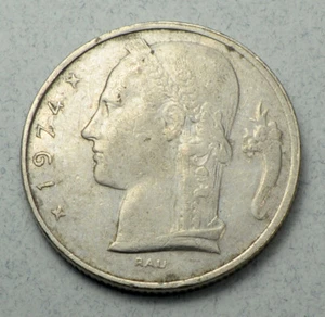 Belgium 5Fr. 5 Frank 1974 KM# 134.1 Europe Coin  - Picture 1 of 2