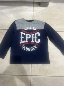 Boys The Childrens Place Blue Baseball Long Sleeve Shirt-5/6-Cute! - Picture 1 of 10