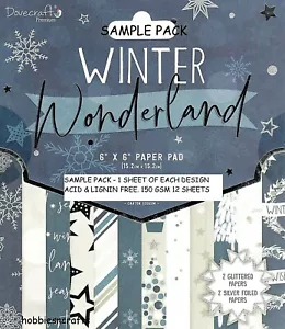 WINTER WONDERLAND Dovecraft 6 x 6 Christmas Paper Sample pack - 12 sheets - Picture 1 of 7