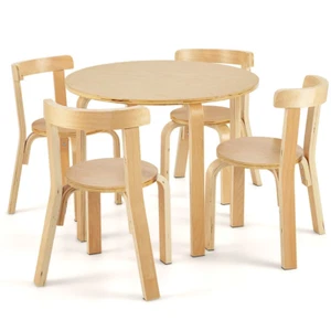 Set Tavolo E Sedie per Bambini Da 5 Pezzi Con Schienale Curvo in Legno, Tavolo A - Foto 1 di 12