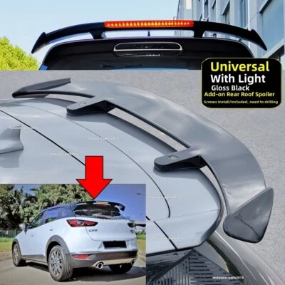 W/ LIGHT UNIVERSAL FOR 2016-2025 MAZDA CX-3 CX3 REAR WINDOW ROOF SPOILER WING - Image 1 of 4