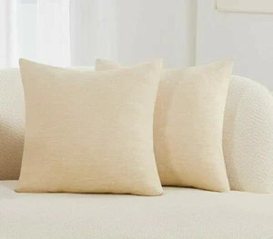 Pair 12x20 Indoor OUTDOOR SOFT LINEN WATERPROOF  PILLOW COVERS Beige #F80 - Picture 1 of 2