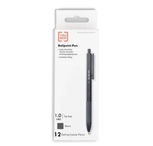 Bolígrafo retráctil con agarre de bolígrafo TRU RED punta media 1,0 mm docena negra TR59161 - Imagen 1 de 4