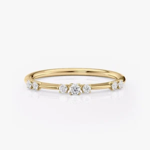 18 K Gelbgold Lab Created Certified Rundschliff Diamant Verlobungsband 0,15 Kt - Bild 1 von 10